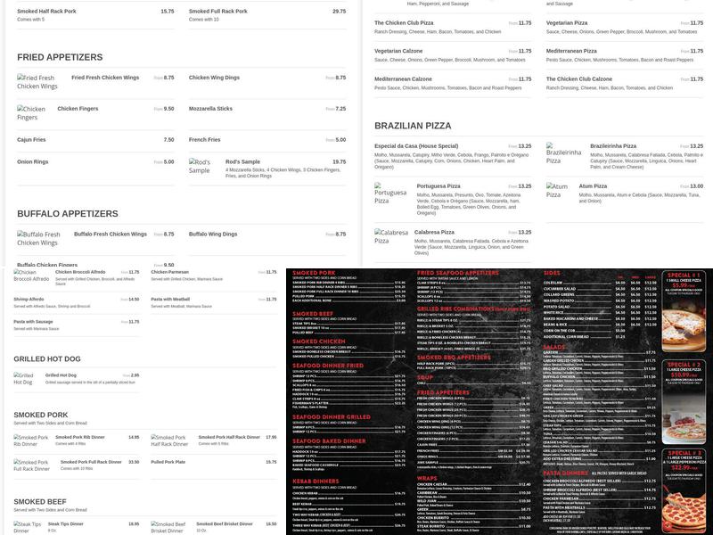 Rod's Pizzeria Menu