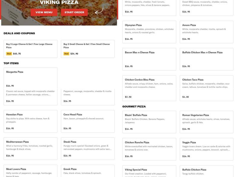 Viking Pizza Menu