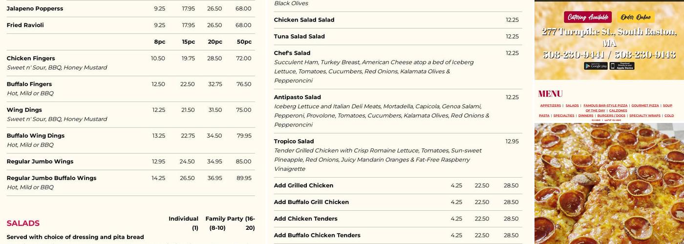 Ultimate Pizza Menu
