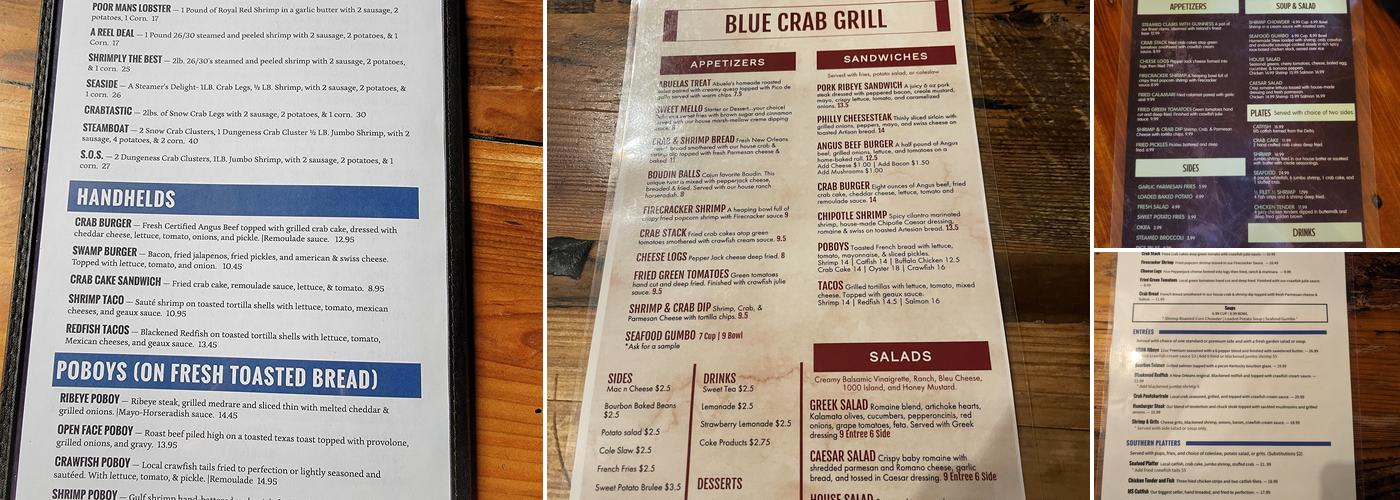 Blue Crab Grill Menu