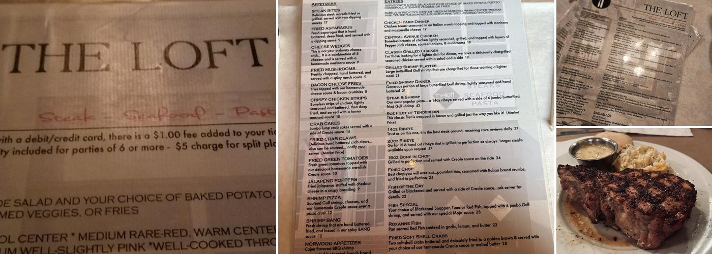 The Loft Menu
