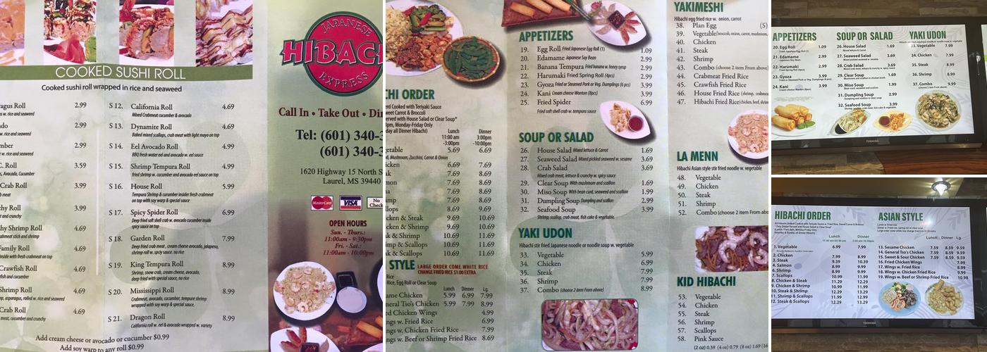 Hibachi Express Menu