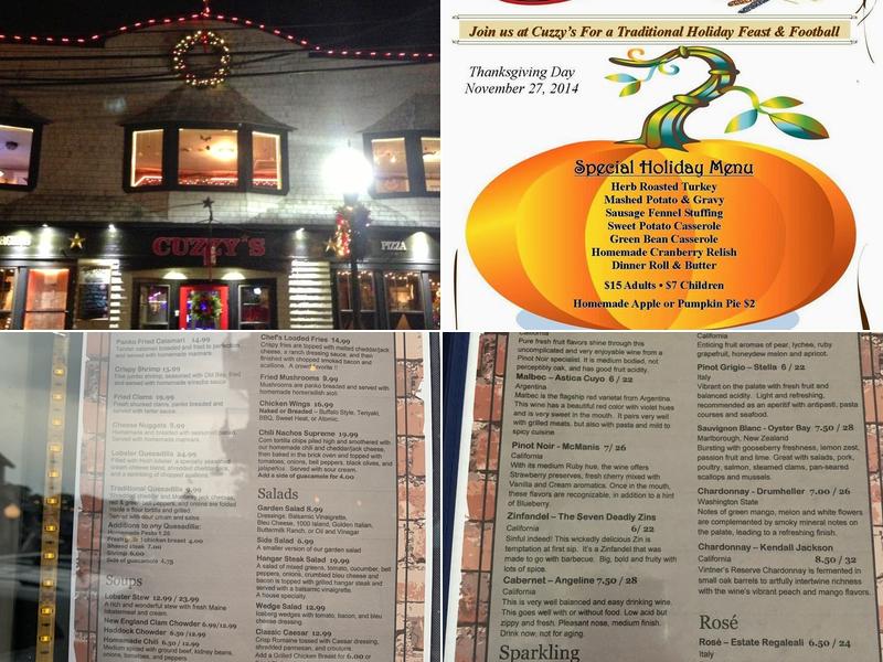 Cuzzy's Restaurant Menu