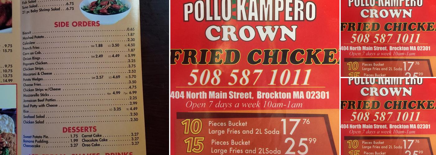 Crown Chicken & Burrito Brockton MA Menu