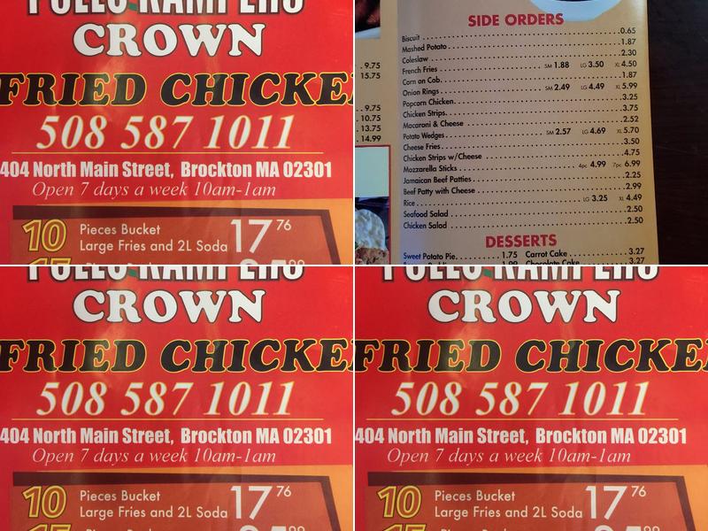 Crown Chicken & Burrito Brockton MA Menu