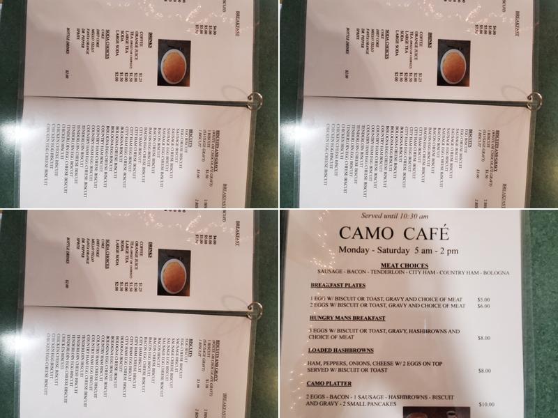 Camo Cafe Menu