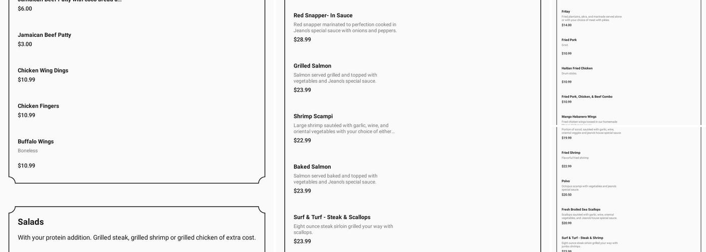 Jeano's Restaurant Menu