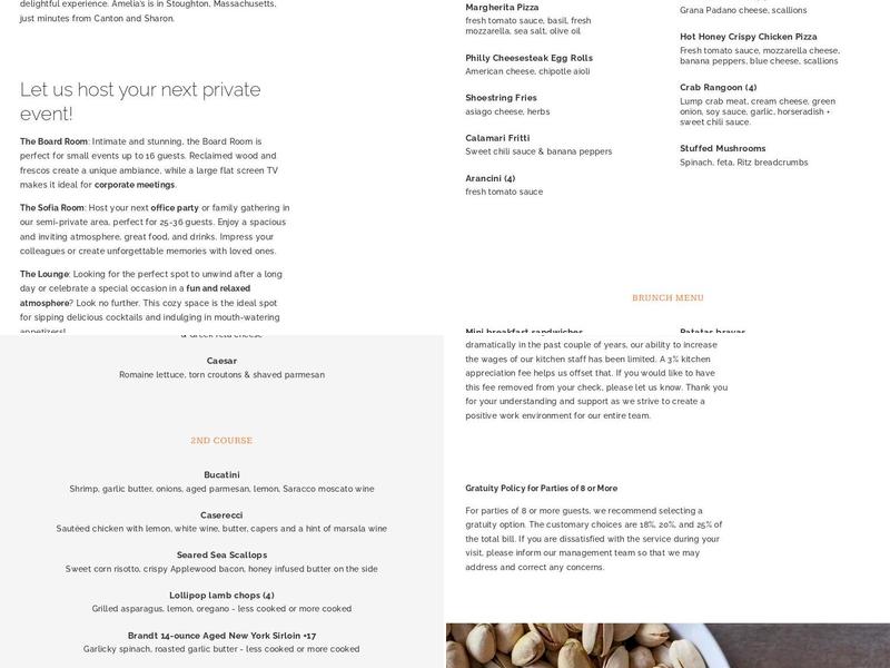 Amelia's Menu