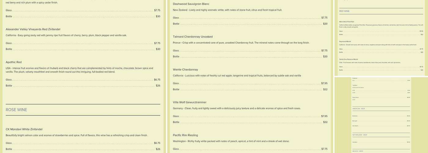 Minerva Indian Cuisine Menu