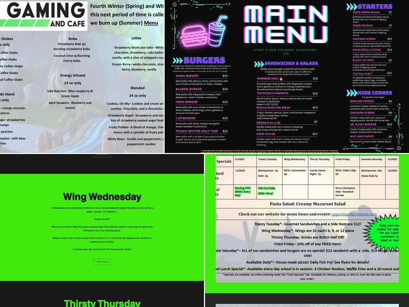 Mana Cafe & Tabletop Gaming Menu