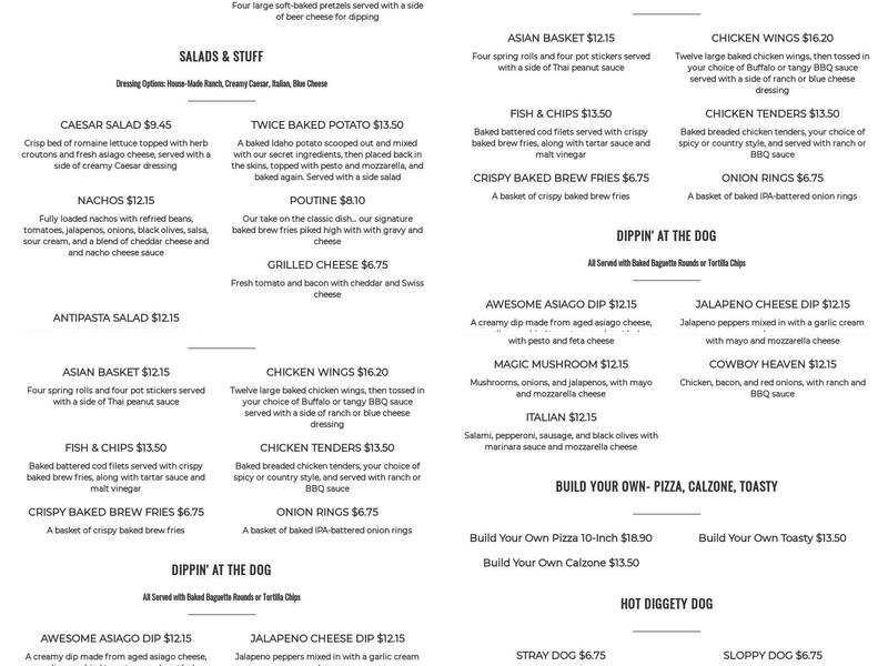 Stray Dog Pub & Cafe Menu