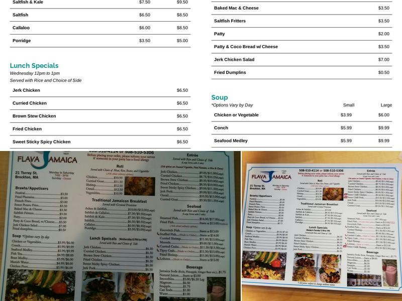 Flava Jamaica Menu