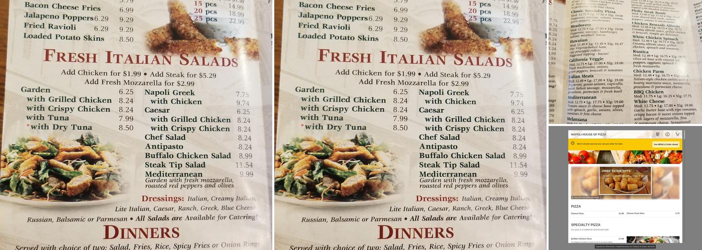 Napoli House of Pizza Menu