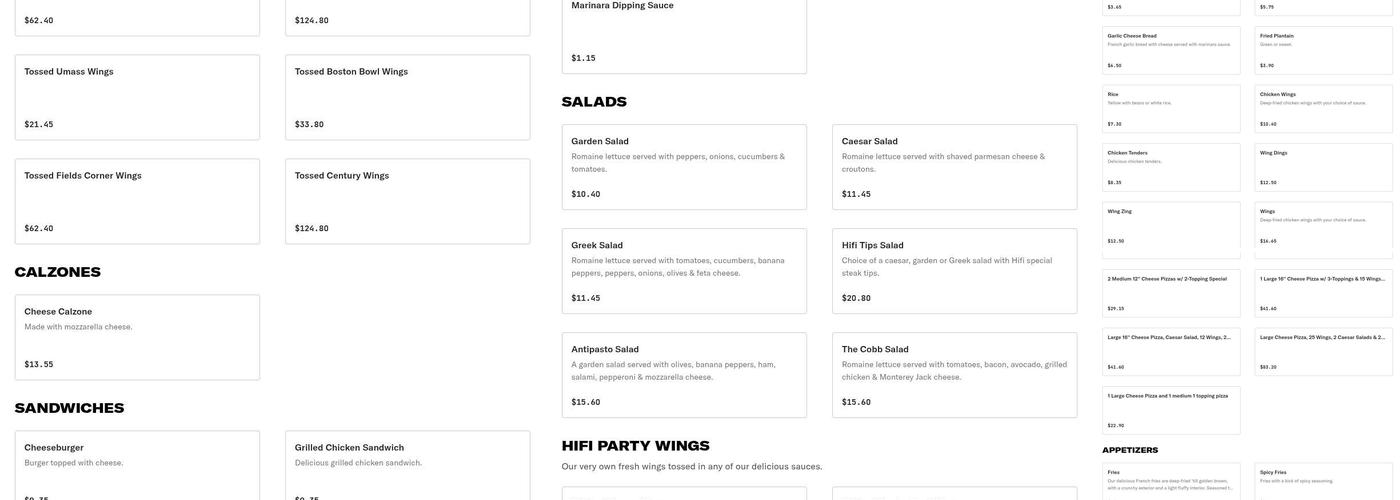 Antonio's Pizzeria Menu