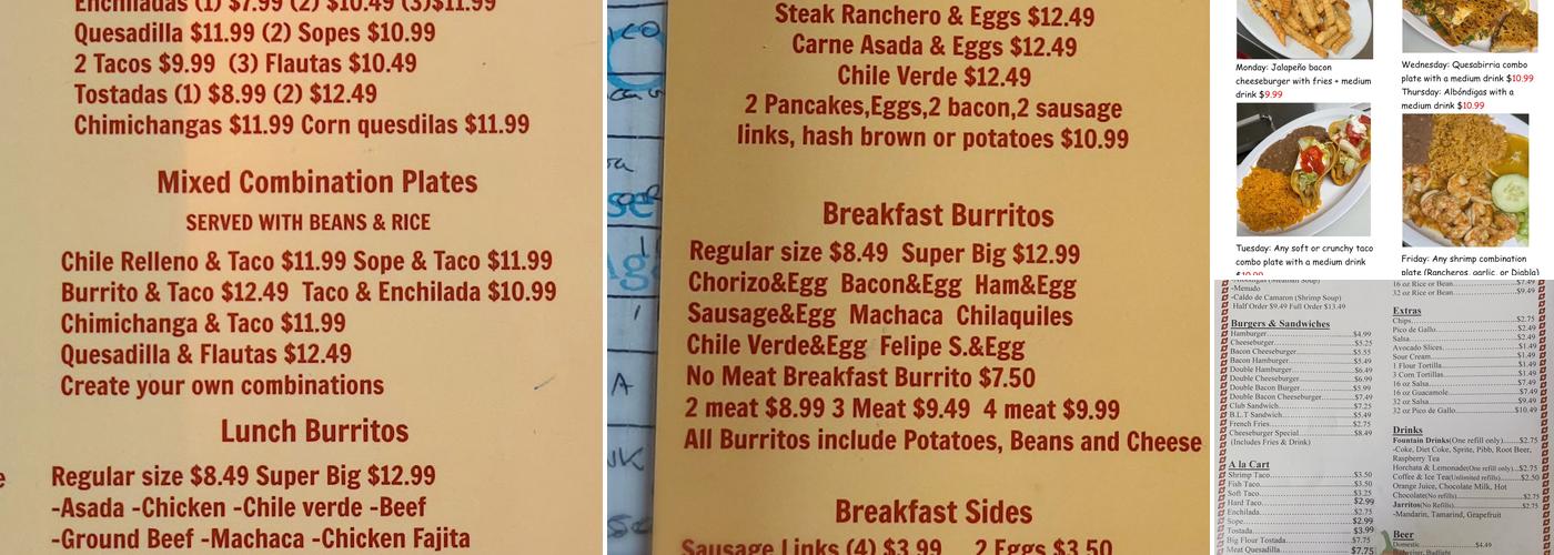 Cecilia's Restaurant Menu