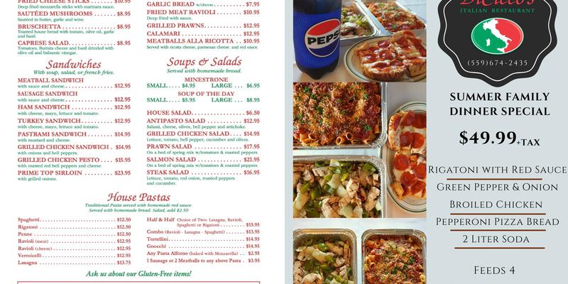 Diciccos Italian Restaurant Menu