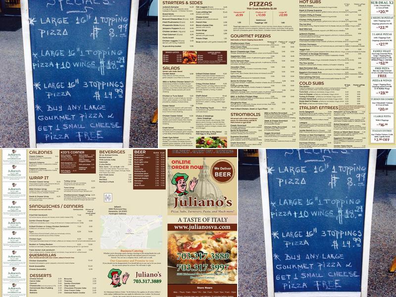 Juliano's Subs & Pizza Menu