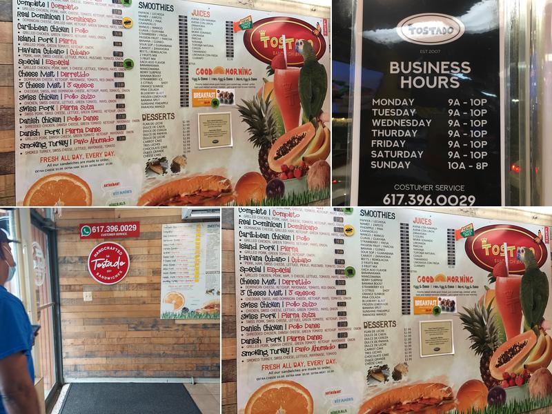 Tostado Sandwich Bar Menu