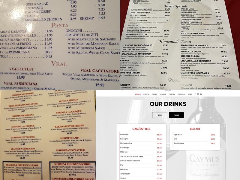 Maria's Trattoria Menu