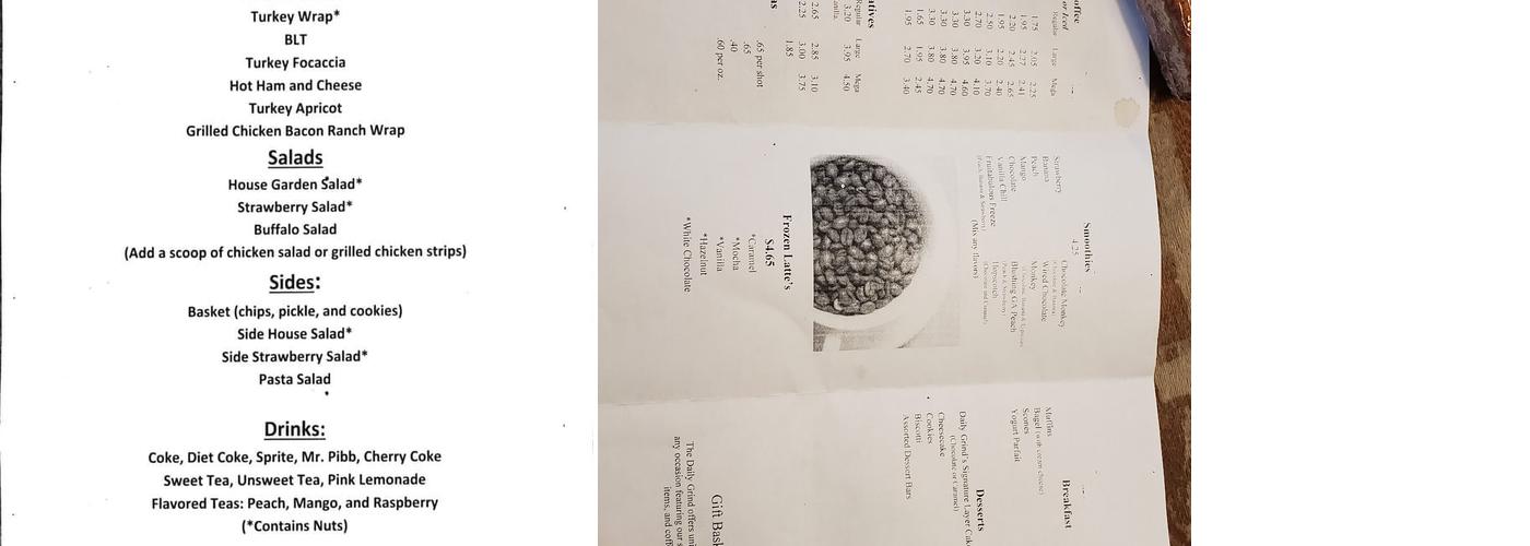 The Daily Grind Menu