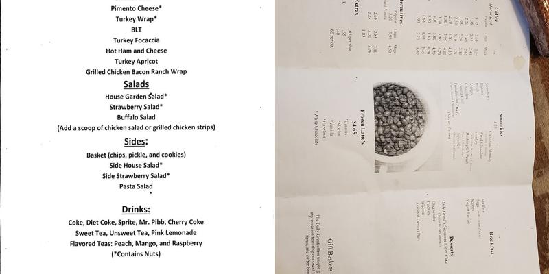 The Daily Grind Menu