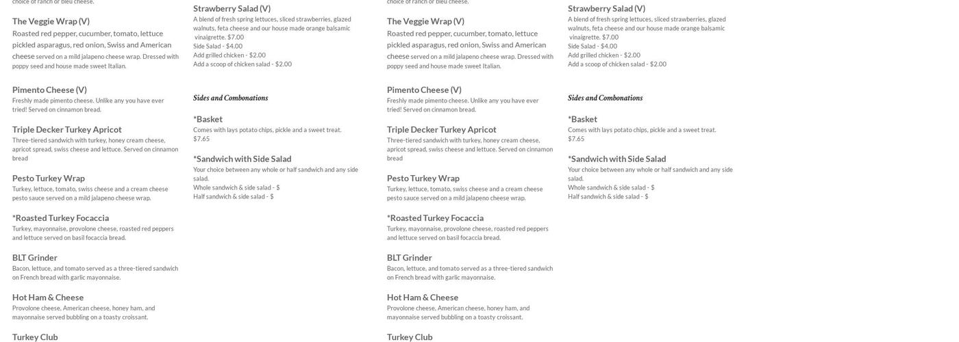 enjoy something special Menu