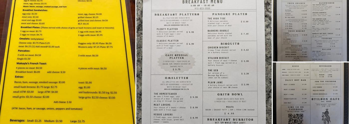 Stilson Cafe Menu