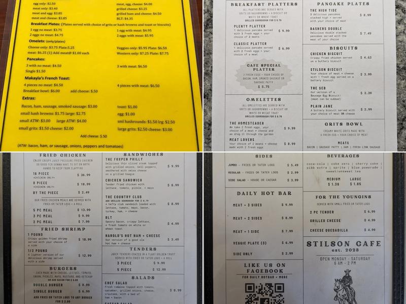 Stilson Cafe Menu