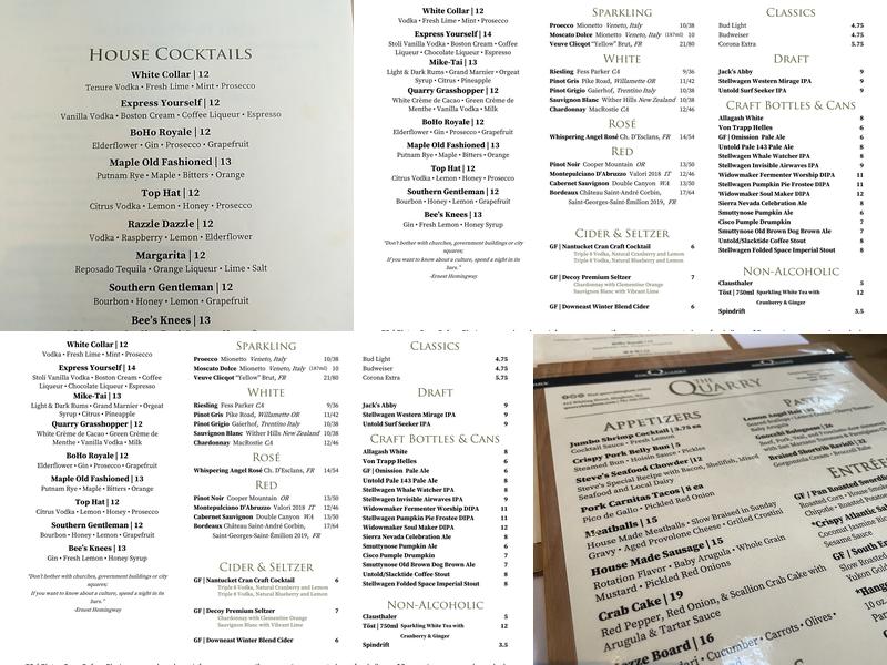 The Quarry Restaurant Menu