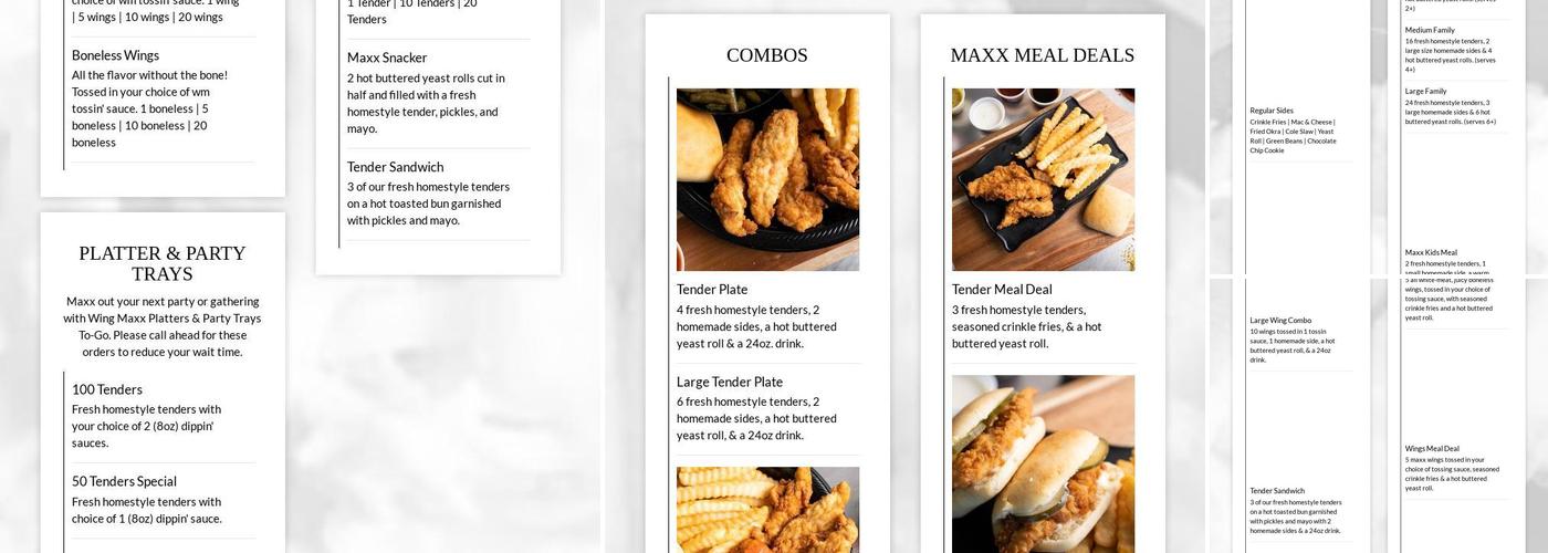 Wing Maxx Menu