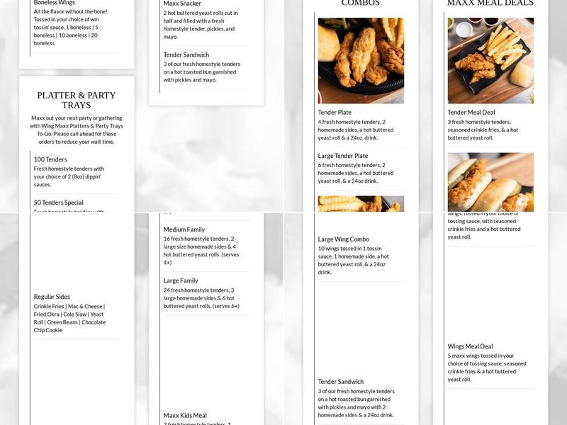 Wing Maxx Menu
