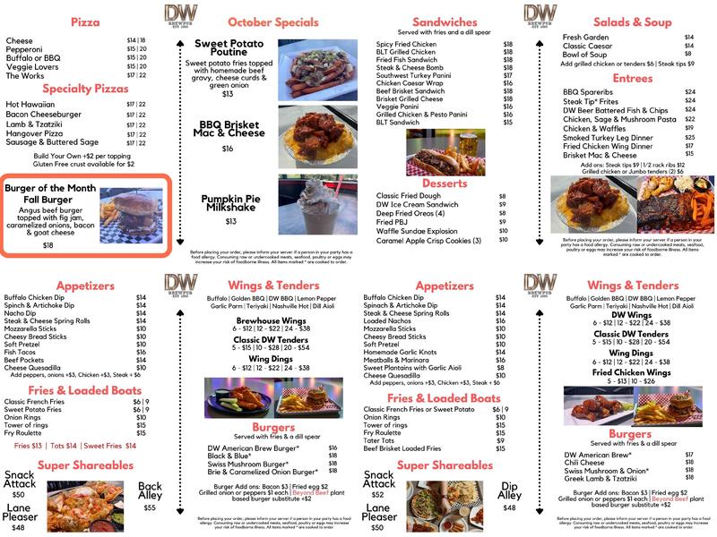 DW Brewpub Menu