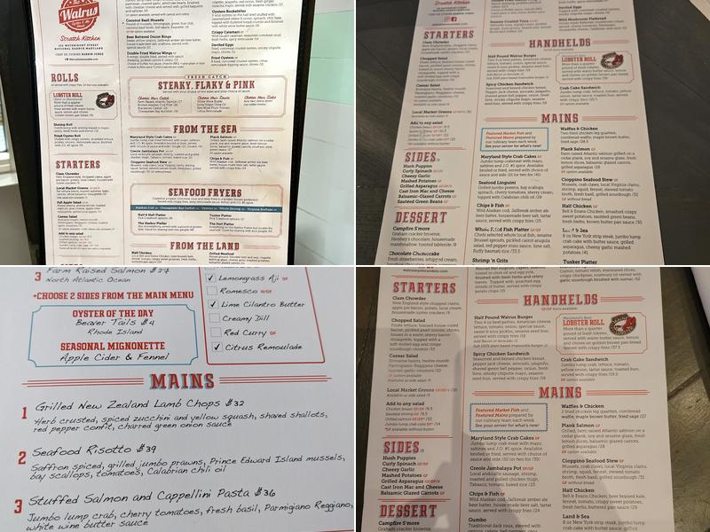 The Walrus Oyster & Ale House Menu