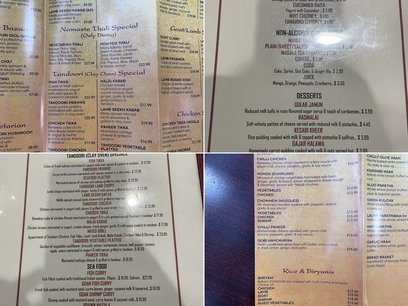 Namaste Cuisine Menu