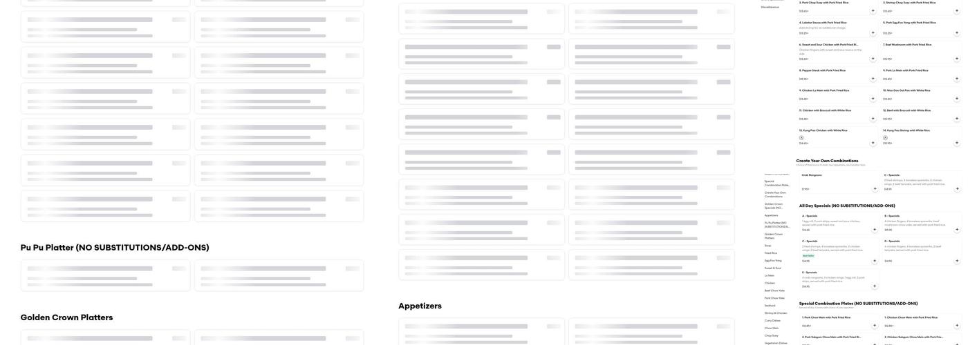 Golden Crown Menu