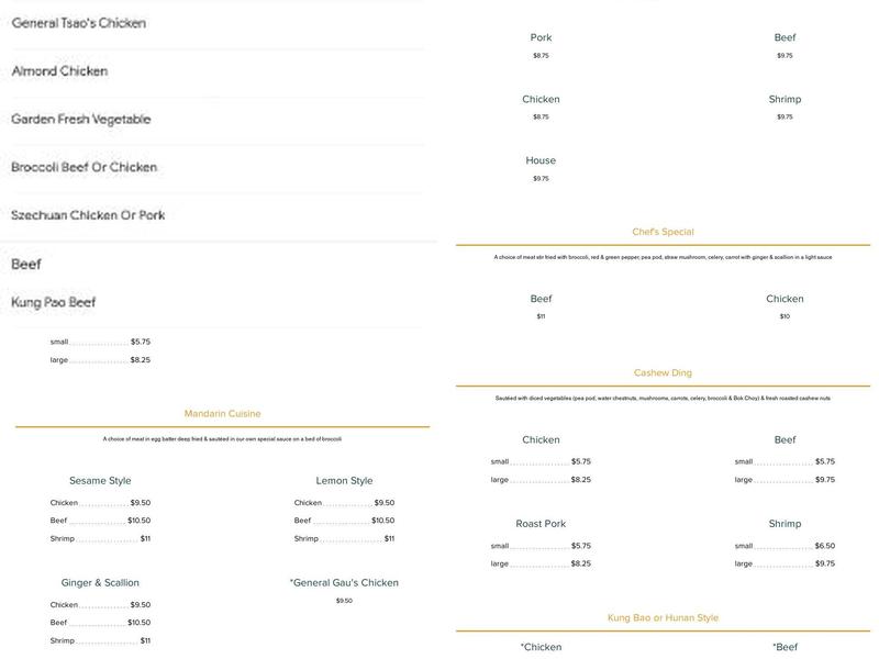 7 Chinese Restaurant Menu