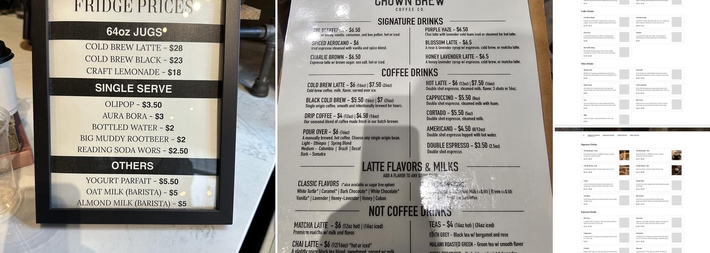 Crown Brew Coffee Co. Menu