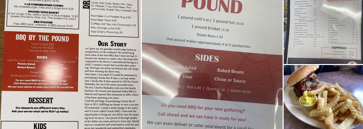 Chuck's BBQ Menu