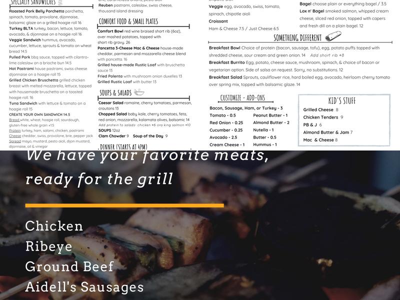 Copper Lane Cafe and Provisions Menu