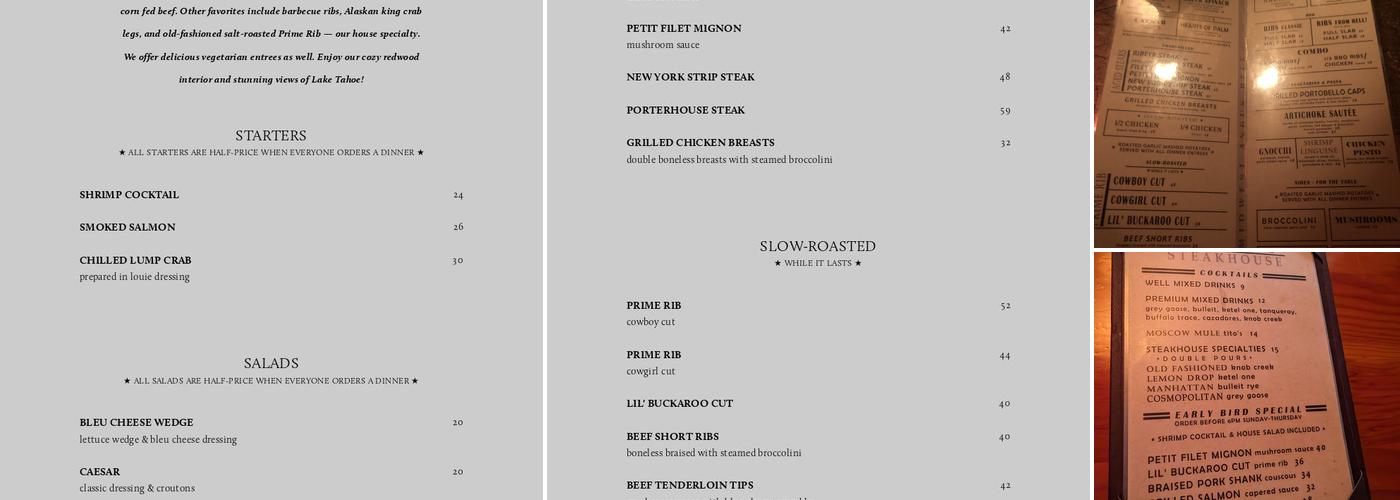 Old Range Steakhouse Menu