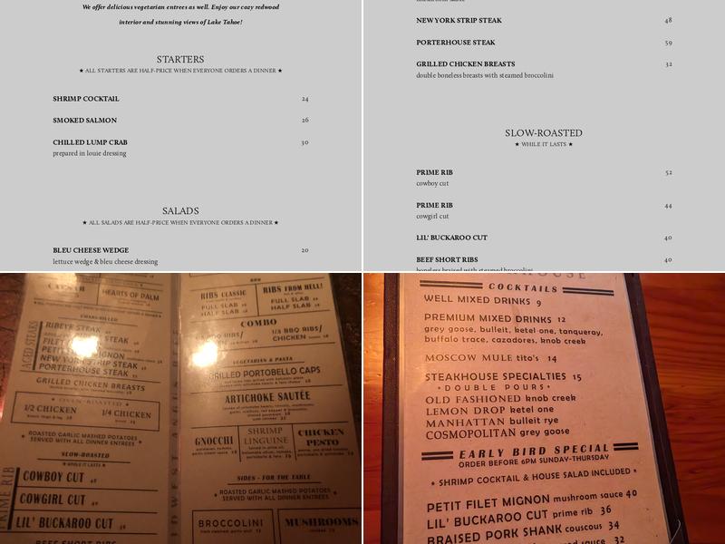 Old Range Steakhouse Menu