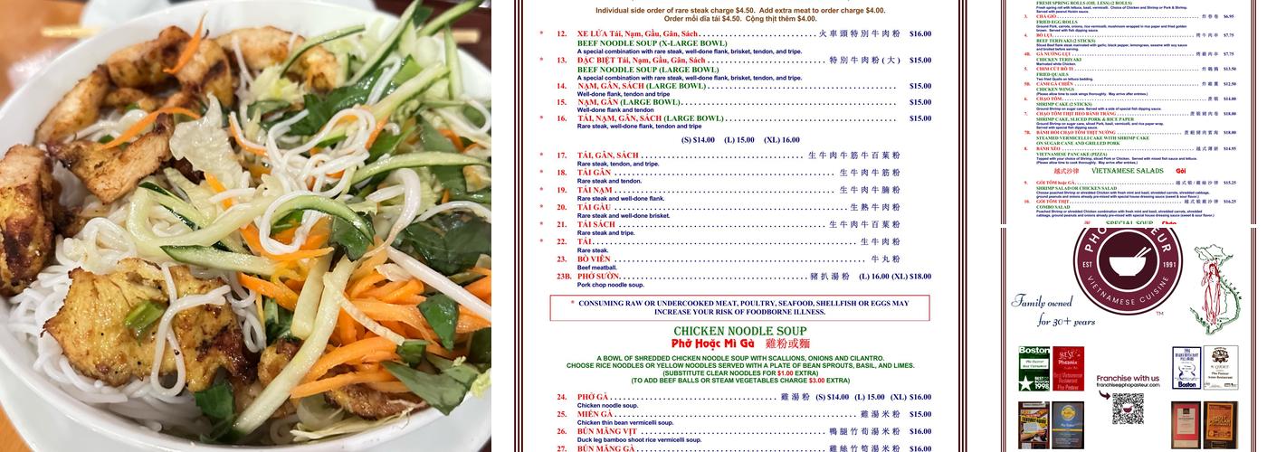 Phở Pasteur Menu
