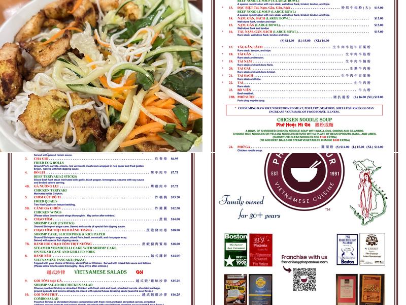 Phở Pasteur Menu