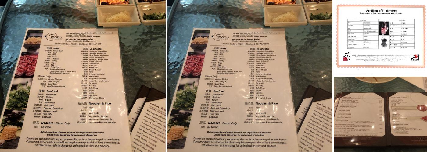 Shabu Menu