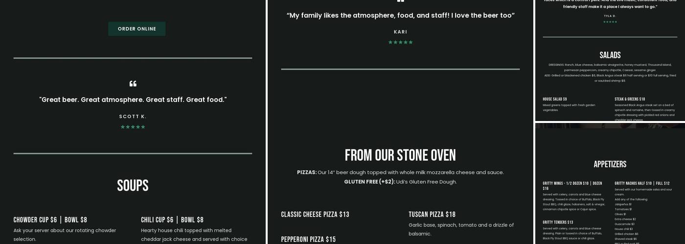 Gritty McDuff's Brew Pub Menu