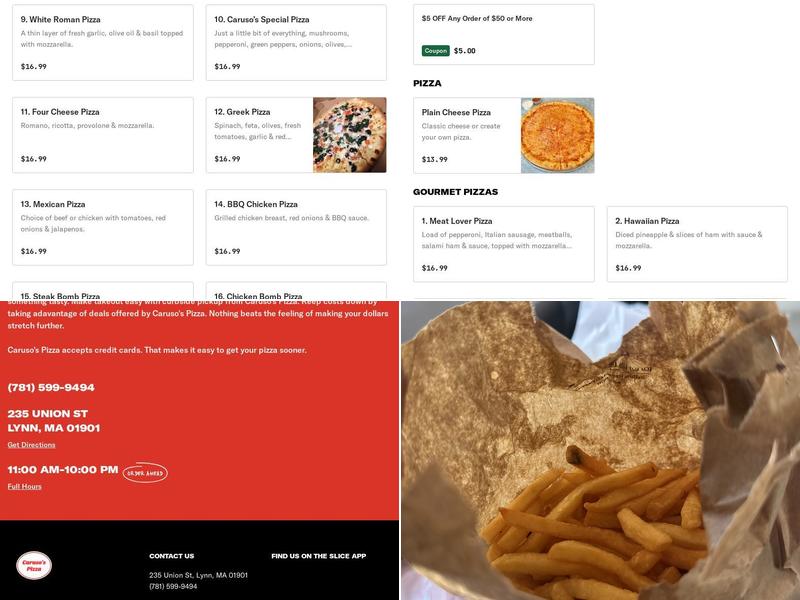 Caruso's Pizza Lynn Menu