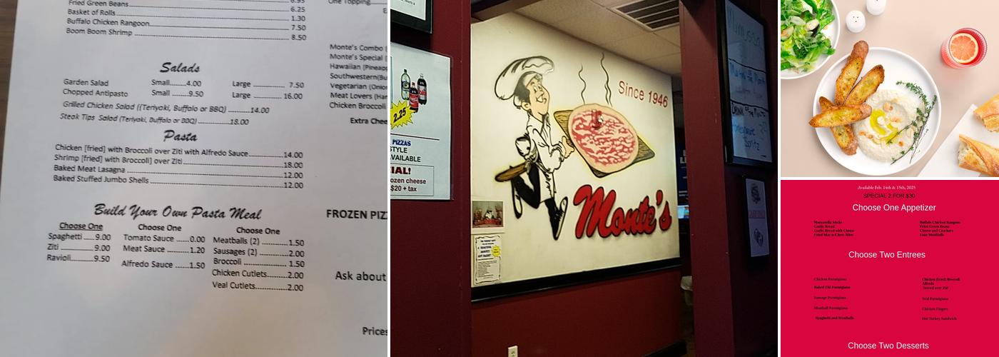 Monte's Restaurant Menu