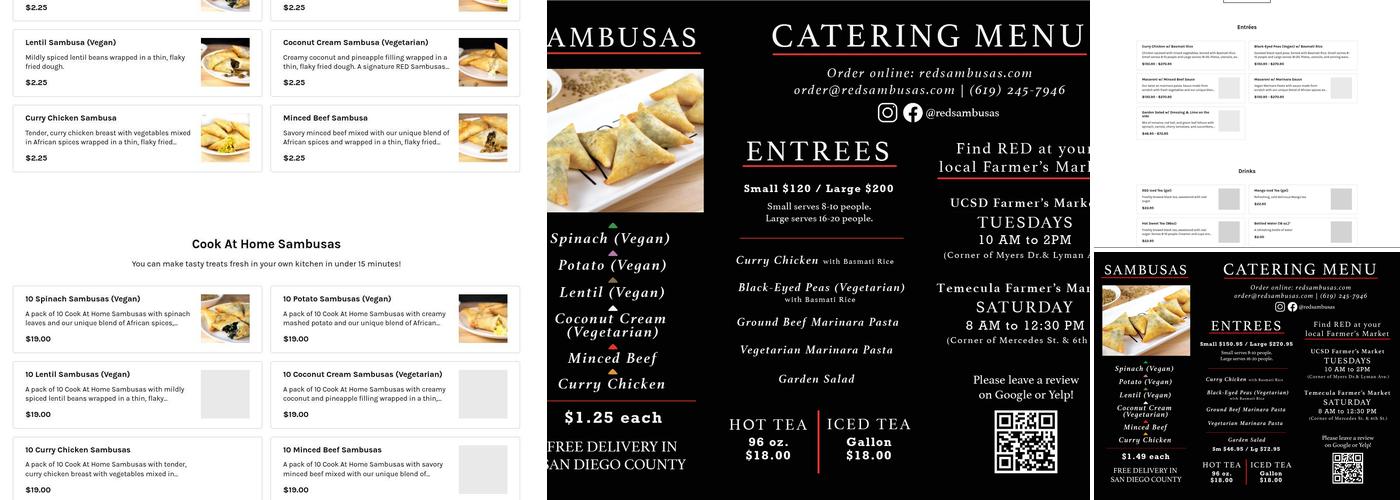 RED Sambusas and Catering Menu