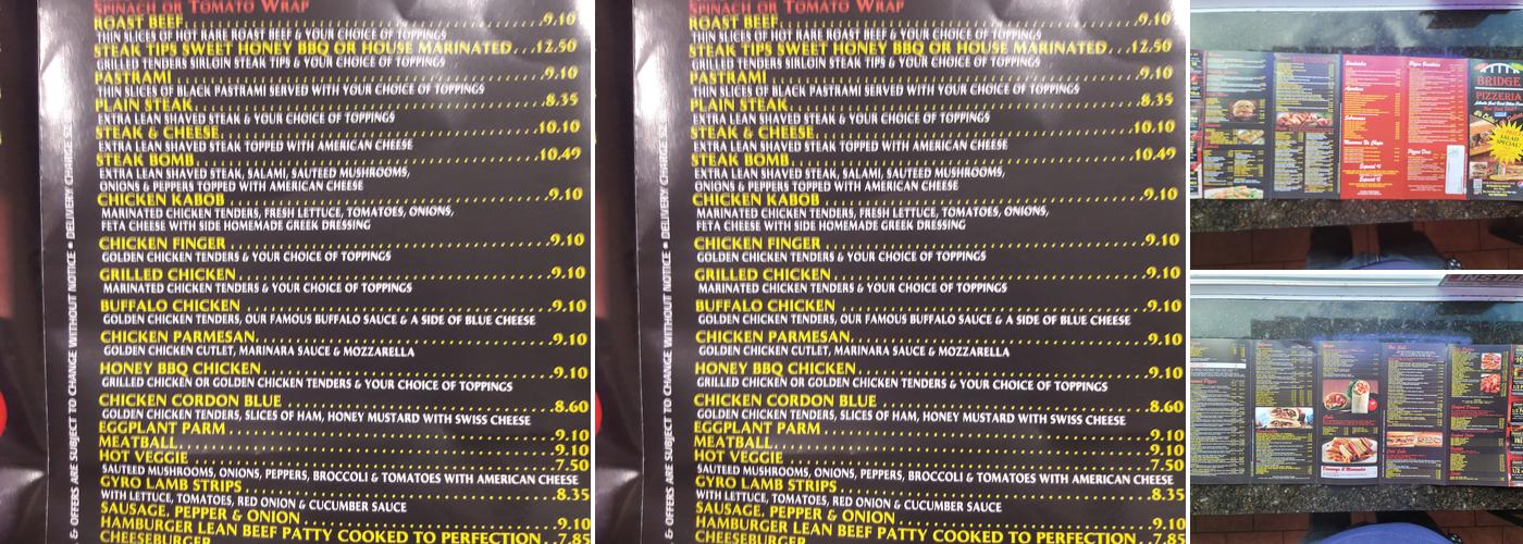 Bridge Pizzeria Menu