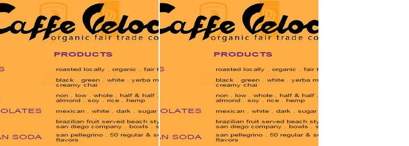 Caffe Veloce Menu